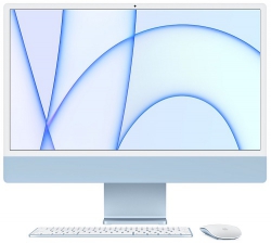 Apple Z197001J7, iMac CTO, 24" Retina Screen, M3 Chip, 16GB RAM, 256GB NVMe SSD, Magic Keyboard+Magic Mouse, GbE LAN, MacOS, Blue,