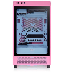 Thermaltake CA-1X9-00SAWN-00, The Tower 200, Mini-Tower, Tempered Glass, Drive Bays: 2x3.5", 2x2.5"/4x2.5", Expansion Slot: 3, Motherboard Support: Mini-ITX, Pre-Installed Fan: 2x140mm, Bubble Pink, 