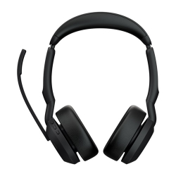 Jabra 25599-989-889, Evolve2 55 UC Stereo - Headset - on-ear - Bluetooth - wireless - active noise cancelling - USB-C - black - with charging stand - Zoom Certified, Cisco Webex Certified, Optimised for Microsoft Teams, Alcatel-Lucent Certified, Avaya Certified, Unify Certified, MFi Certified, Amazon Chime Certified