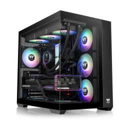 Thermaltake CA-1Z2-00M1WN-00, Mid-Tower, View 380 Tempered Glass ARGB, Drive Bays: 1x3.5", 2x2.5", Expansion Slots: 7, Motherboard Support: Mini-ITX/Micro-ATX/ATX, Pre-Installed Fan: 4x120mm, Black