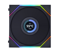  Lian Li RTLLCD140-1B UNI FAN RTL LCD 140mm REVERSE BLADEARGB PWM 1600RPM 1PC Black WITH 1.6" LCD SCREEN  