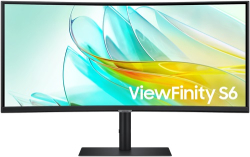 Samsung ViewFinity S65UC 34inch 100Hz UWQHD VA Curved Business Monitor, 3440x1440, 21:9, 5ms Response Time, 3000:1 Contrast, 350 Nits, 1x DP 1.2, 1x HDMI 2.0, HDR10, 3x USB-A 3.0, 1x USB-B, 1x USB-C (DP Alt Mode/90W PD), LAN Port, 5W Built-in Speakers, HDR10, FreeSync, Curved (1000R), Tilt/Swivel/Height, VESA 100x100mm