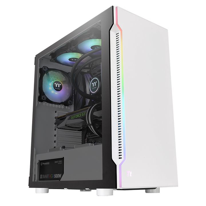 Thermaltake CA-1M3-00M6WN-00, H200, Mid-Tower, Tempered Glass, Drive Bays: 2x3.5" or 3x2.5", Expansion Slot: 7, Motherboard Support: ATX/Mini-ITX/Micro-ATX, Pre-Installed Fan: 1x120mm, White