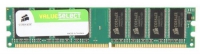 Corsair VS1GB400C3, Value Select 1GB DDR1 RAM, 128Mx64non-ECC, 184-pin DIMM, CL3, Unbuffered, 64Mx8 DRAMs, Limited Lifetime Warranty