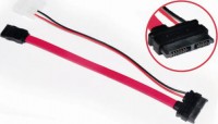 Astrotek AT-SATA-SLIM, Slim SATA Cable 50cm + 10cm 6 pins + 7 pins to 4 pins + 7 pins, Red