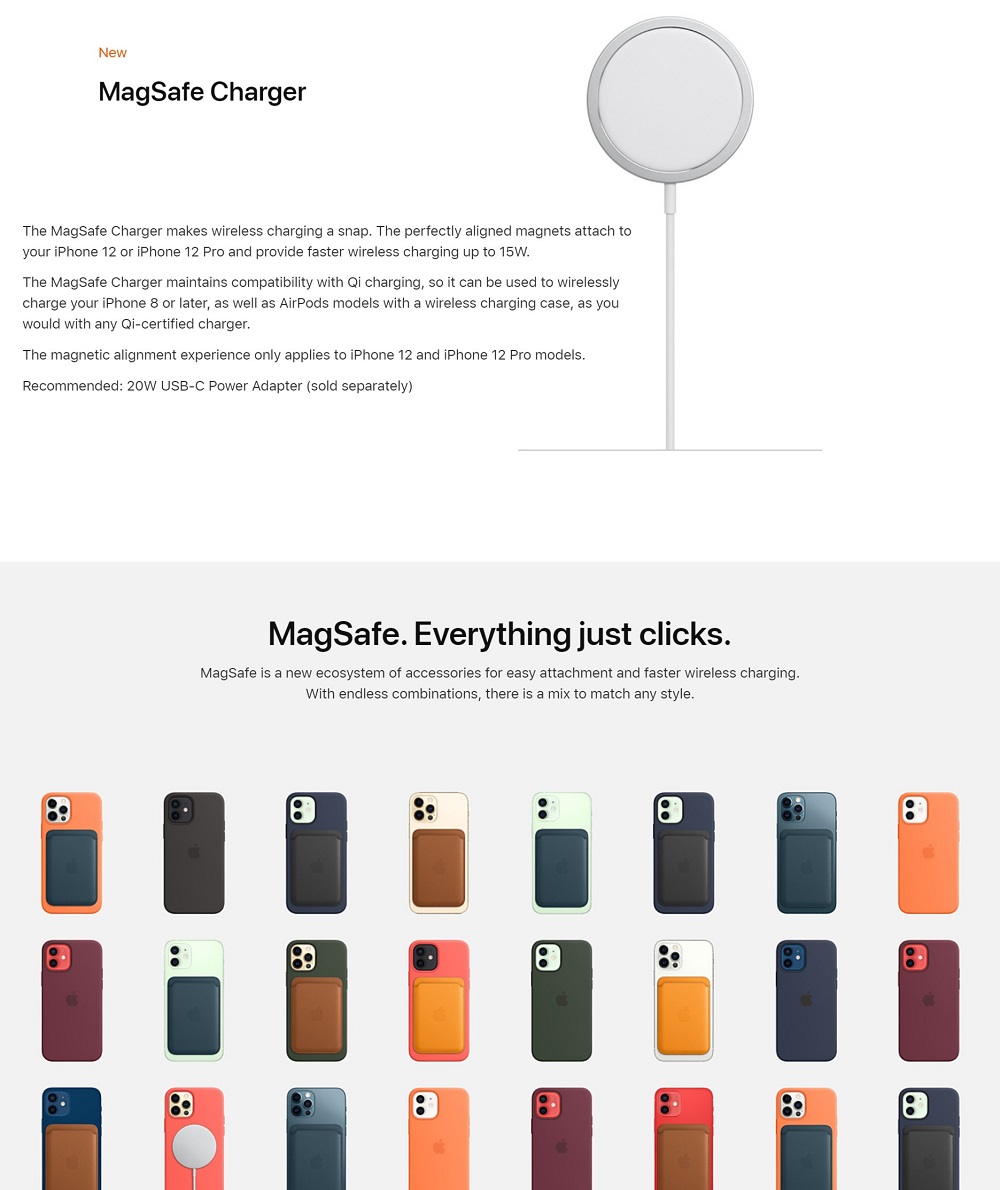 Apple MHXH3AM/A, Magsafe Charger, USB-C integrated cable, 1m, 20W