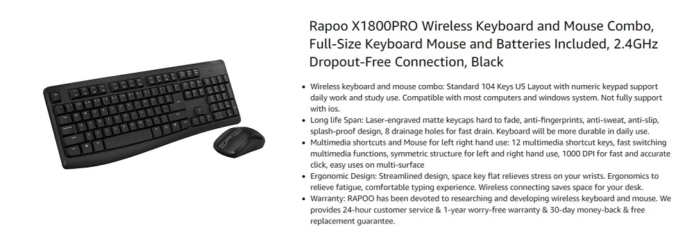 rapoo n2100 2.4g pc desktop wireless numeric keypad