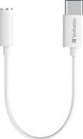 Verbatim 66588, USB-C to 3.5mm Headphone Jack, Male to Female, Cable Length: 10cm, White,