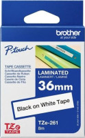 Brother TZe-261, Laminated Tape 36mm x 8m, Black on White