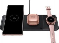 Samsung EP-P6300TBEGAU, EP-P6300 Trio, Wireless Charging Pad + AC Power Adapter for Watch, Buds and Phone, Black,