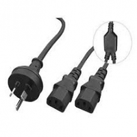 Alogic MF-AUS3P2C13-02, Aus 3 Mains Plug to 2 X IEC C13 Y Splitter Cable, Male to 2x Female, 2m, 1 Year Warranty