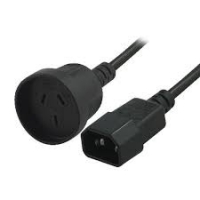 8ware RC-3083, 3 Core Power Cord with Mains Socket to IEC-C14 Male, 15cm, Black