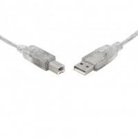 8ware UC-2002AB, USB 2.0 Certified Cable A to B, 2m, Transparent Metal Sheath UL Approved