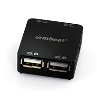 Mbeat MB-USBM13HUB, Super Mini 4 Port USB 2.0 Hub with tuck-away cable design, Compatible with PC and MAC, 5V AC/DC power, 1 Year