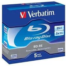 Verbatim 43615, Blu-Ray BD-RE 25GB 5Pk Jewel Case 2x, 1 Year Verbatim 43615, Blu-Ray BD-RE 25GB 5Pk Jewel Case 2x, 1 Year
