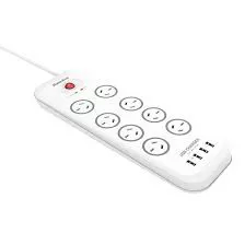 Huntkey PB-HKUSBSAC604, 8 Outlet Surge Protected Powerboard with Dual 5V 2.1A 4x USB Charging Ports, 3 Years Huntkey PB-HKUSBSAC604, 8 Outlet Surge Protected Powerboard with Dual 5V 2.1A 4x USB Charging Ports, 3 Years