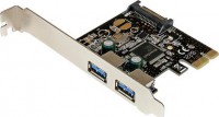 StarTech PEXUSB3S23, 2 Port PCI Express PCIe USB 3.0 Controller Card w SATA Power, USB Adapter
