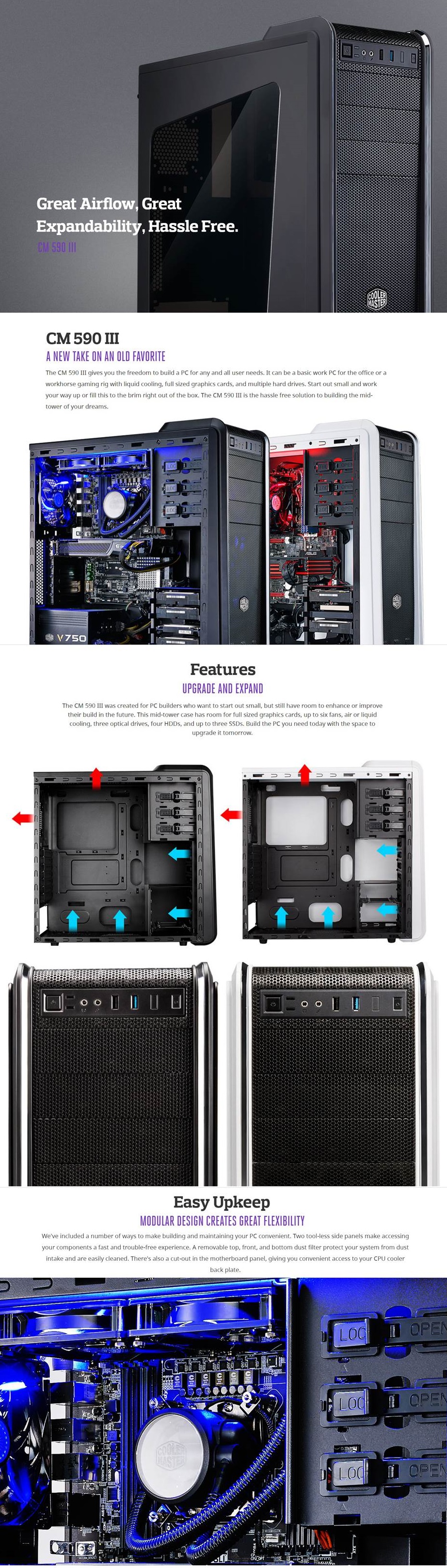Computers Cases Cooler Master Case Cm 590 Iii C Ventana Rc 593 Kwn2