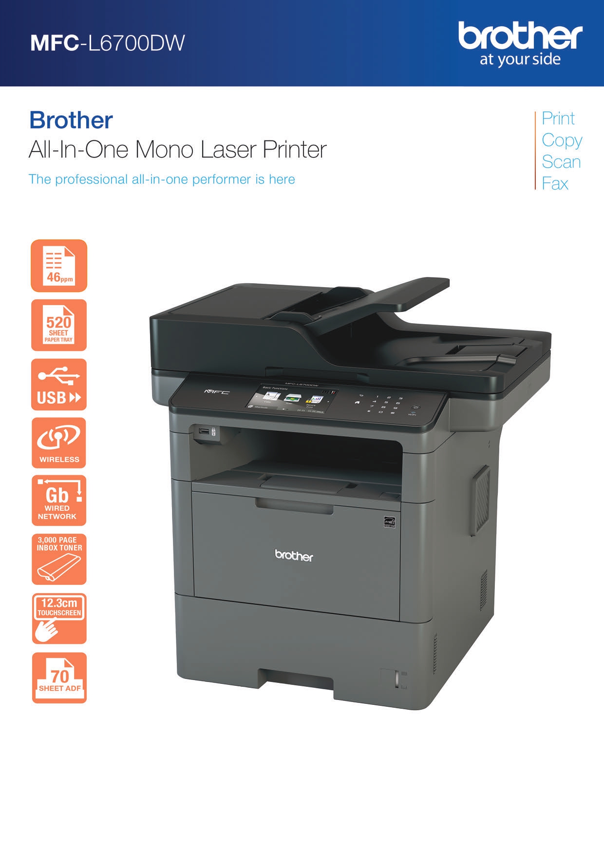 Computers Printers Brother MFCL6700DW WIRELESS HIGH SPEED MONO LASER
