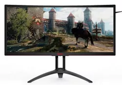AOC 35, 3440x1440, (21:9), 4ms, AGON VA 120Hz G-Sync Curved Gaming Monitor wHAS - HDMI, Display Port, Speaker Hieght Adjustement Stand, VESA100mm Bl AOC 35, 3440x1440, (21:9), 4ms, AGON VA 120Hz G-Sync Curved Gaming Monitor wHAS - HDMI, Display Port, Speaker Hieght Adjustement Stand, VESA100mm Bl