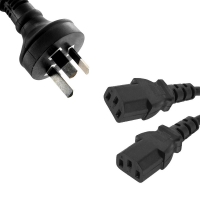 8ware RC-3085AU-010, Power Cable from 3-Pin AU Male to 2 IEC C13 Female, 1m