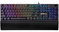 Thermaltake KB-CPR-PLBRUS-01, Tt eSports Challenger Edge Pro RGB Gaming Keyboard, Plunger Switch, Detachable wrist rest, Floating keycap design, 13 RGB lighting effects, Anti-ghosting and USB N-Key rollover, Compatible with custom keycaps, 1 Year