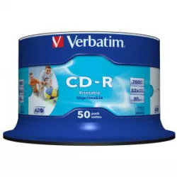 Verbatim CD-R 80Min 50Pk White InkJet 52x 41908 Verbatim CD-R 80Min 50Pk White InkJet 52x 41908