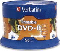 Verbatim 95137, DVD-R 4.7GB 50Pk White InkJet 16x, 1 Year