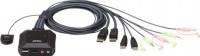 Aten CS22DP-AT, 2 Port USB 2.0 DisplayPort 1.2 4096x 2160@30Hz KVM Cable Switch with Audio
