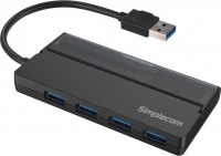 Simplecom CH329, Portable 4 Port USB 3.2 Gen1 (USB 3.0) 5Gbps Hub with Cable Storage, Black