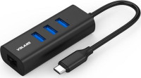 Volans VL-HJ45-C2, Aluminium USB-C to 3 Port Hub and Gigabit Ethernet Adapter, 1 Year Warranty