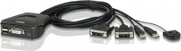 Aten CS22D-AT, Petite 2 Port USB DVI-D KVM Switch with Remote Port Selector - 1.2m Cables Built In