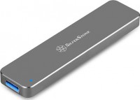 SilverStone SST-MS09C, M.2 SATA USB 3.1 Portable Enclosure, Charcoal, Port Interface: USB Type-A, Data Transfer Rate: USB 3.1 Gen 2 (Up to 10Gbp/s), VIA VL715 Controller, Supports 1x B Key SATA Type M.2 SSD, Dimensions: 110 x 9 x 26 mm, 1 Year