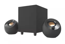 Creative 90027660, ebble Plus is a set of 2.1 USB desktop speaker withsubwoofer, powered by USB connectivity and connected to devicesthrough the universal 3.5mm AUX-in cable, 1 Year Creative 90027660, ebble Plus is a set of 2.1 USB desktop speaker withsubwoofer, powered by USB connectivity and connected to devicesthrough the universal 3.5mm AUX-in cable, 1 Year