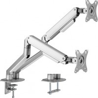 Bratech LDT63-C024-S, Dual Monitor Economical Spring-Assisted Monitor Arm, Fits 17"to 32" Monitors, Up to 9kg Per Screen, VESA, Tilt, Swivel, Matte Grey,