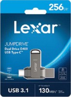 Lexar LJDD400256G-BNQNG, JumpDrive D400, Titanium, 256GB, USB3.1 Type-A and Type-C, Read Speed: Up to 130MB/s,