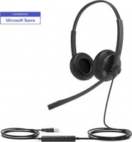 Yealink UH34-DUAL-TEAMS, Professional Headset, Stereo, Noise Canceling, USB-A, Wired, Black, 