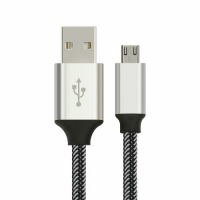 Astrotek AT-USBMICROBW-2M, 2m Micro USB Data Sync Charger Cable Cord Silver White Color for Samsung HTC Motorola Nokia Kndle Android Phone Tablet &amp; Devices