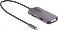 Startech 118-USBC-HDMI-VGADVI, 4K USB-C to DVI-I/HDMI/VGA Multiport Video Adapter, Aluminum, Male to Female,
