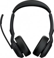 Jabra 25599-999-989, Evolve2 55 MS Headset with Charging Stand, Stereo, On-ear, Active Noise Cancelling, USB-A, Wireless+Bluetooth, Black,