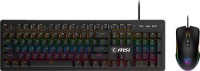 MSI FORGE GK300 COMBO BLUE US, Mechanical Gaming Keyboard with Mouse, Wired, USB2.0, Blue Switches, RGB,