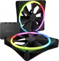 NZXT RF-D14DF-B1, F140 RGB Duo, Size: 140mm, PWM, Airflow: 84.75CFM, Noise: 36dBA, RGB, Black, Pack of 2,
