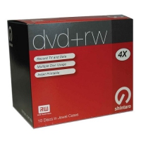 Shintaro SH4.7RW4IJ+10P, DVD+RW 10 Pack, 4.7GB, 4x Speed, With Inkjet Printable Surface Jewel Case, 1 Year