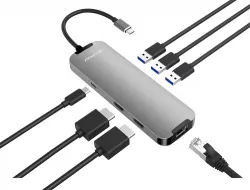 Blupeak UCMP04, USB-C to Multi-Port Adpt - USB-C, 2x HDMI, 2x USB, 1x RJ45, 1x USB-C PWR PASS, Limited Lifetime Blupeak UCMP04, USB-C to Multi-Port Adpt - USB-C, 2x HDMI, 2x USB, 1x RJ45, 1x USB-C PWR PASS, Limited Lifetime