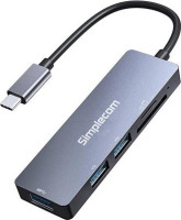 Simplecom CH255, USB-C 5-in-1 Multiport Adapter 3-Port USB-A Hub with SD MicroSD Card Reader