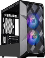 Cooler Master TD300-KGNN-S00, MASTERBOX TD300 MESH Black Micro ATX Case, Tempered Glass Panel, No PSU, 2x USB 3.2 Gen1, HD Audio, 2x 120mm SickleFlow PWM ARGB fans pre-installed, FineMesh Technology, Removable Top Panel