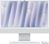Apple MWUU3X/A, iMac AIO, 24" Retina Screen, Apple M4 (10-core CPU, 10-core GPU), 16GB RAM, 256GB NVMe SSD, Keyboard+Mouse, Wireless AX+Bluetooth, MacOS Sequoia, Silver