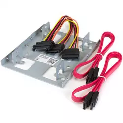 StarTech BRACKET25X2, Dual 2.5 SATA Hard Drive to 3.5 Bay Mounting Bracket - 2.5 to 3.5 Hard Drive Mounting Bracket with SATA Power and Data Cabling - HDD/SSD Mounting Bracket for 2.5in/3.5in Drives StarTech BRACKET25X2, Dual 2.5 SATA Hard Drive to 3.5 Bay Mounting Bracket - 2.5 to 3.5 Hard Drive Mounting Bracket with SATA Power and Data Cabling - HDD/SSD Mounting Bracket for 2.5in/3.5in Drives