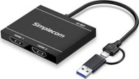 Simplecom DA327, USB 3.0 or USB-C to Dual HDMI Display Adapter for 2x 1080p Extended Screens