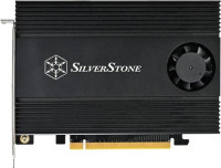 SilverStone SST-ECM40, PCIE 4.0 x16 to 4x M.2 NVMe SSD Adapter Card, 40mm Dual Ball Bearing Cooling Fan, LED Indicator